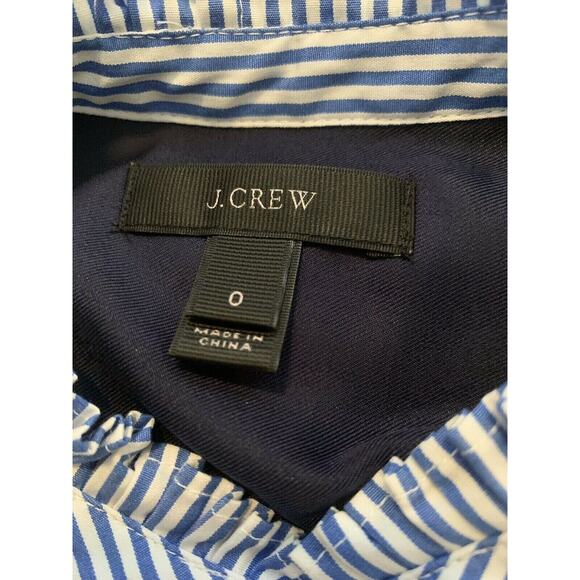 J. Crew Blue White Pinstripe Ruffle Sleeveless Top Size 0 - Picture 3 of 6